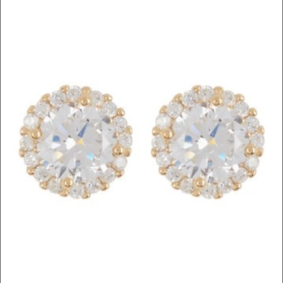 ADORNIA Jewelry - ADORNIA 14K Gold Swarovski Halo Stud Earrings